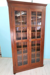 Antique Slender Pine Display Cabinet / Shelf